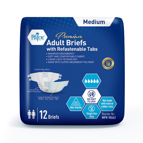 MED PRIDE Maximum Absorbency Adult Briefs for Incontinence with Refastenable