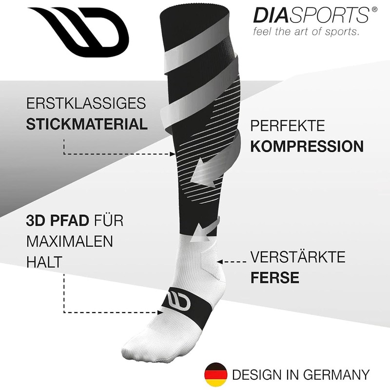 Diasports Runstars Compression Socks for Marathon & Triathlon, High-Quality Compression