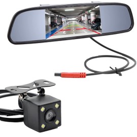 Vanxse 4.3 Inch TFT LCD Car Mirror Monito Rear View Reverse Backup Car LED Camera for Cars,Trucks,Pickups,Suvs,RV,Bus Vehicle Video Parking System Easy Install, VS-M4301