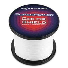 KastKing Superpower ColorShield - Línea de pesca trenzada, color blanco, 40 libras, 3000 yardas, X4