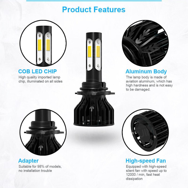 AUIMSOCO 4side LED Headlight High Low Beam Fog Light Bulbs