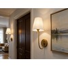 PERMO Antique Goose-Neck Wall Sconce with White Fabric Shade Hardwired