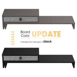 Fenge Computer Monitor Riser Stand with Drawer for 2 or 3 Monitors ,Adjustable Length and Angle Desktop Laptop Stand,Office Organizer,Printer,Black