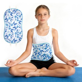 wegreeco Kids Castor Oil Pack Wrap, Reusable Kids Castor Oil Packs for Liver Stomach, Machine Washable Anti Oil Leak 1Pc with Adjustable Strap Blue Flower (Oil Not Included)