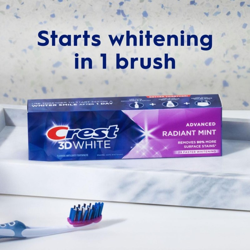 Crest 3D White Advanced Teeth Whitening Toothpaste, Crest 3D White
