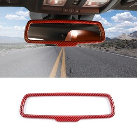 Rear View Mirror Cover Trim Frame Interior Decoration Accessories for Dodge RAM 2010-2017,for Dodge Challenger 2015-2022,for Dodge Charger 2010-2022,Red Carbon Fiber