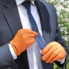 Harssidanzar Mens Thin Unlined leather police duty gloves GM031EU,Tan,Size L