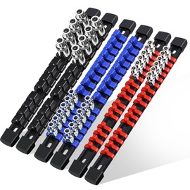 6 Pcs Socket Organizer Rail Set, Premium Socket Holder, Heavy-Duty Socket Rack Kit With 86 Clips 1/4-Inch x 32 Clips, 3/8-Inch x 30 Clips, 1/2-Inch x 24 Clips – Ideal for Tool Storage