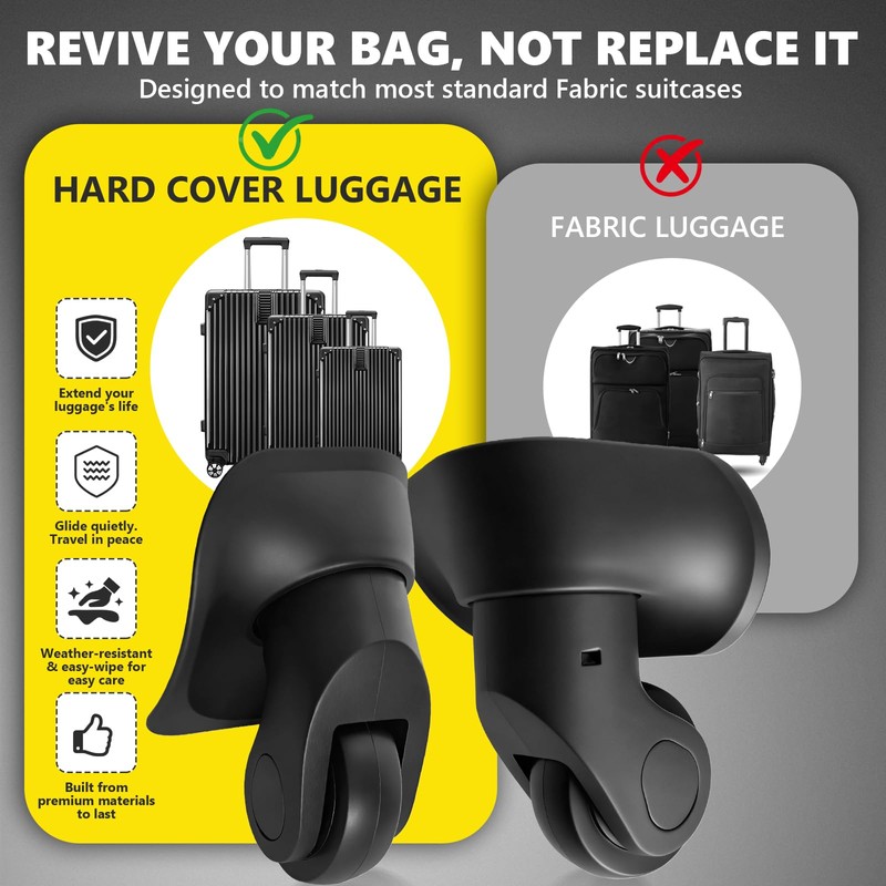 Luggage Wheels Replacement Wheels for Suitcase Repair 360° Rotating Suitcase