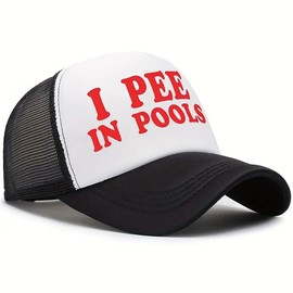 Buckets of Hats I Pee in Pools, Funny Trucker Hat Snapback Cap, Black and White
