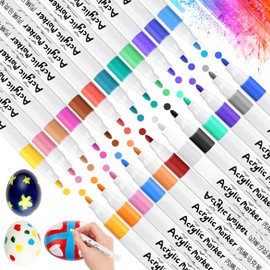 Faburo 24 Farben Acrylfarbenstifte, Acrylstifte, Filzstifte, Marker auf Wasserbasis – für Papier, Stein, Textil, Glas, Leinwand, Kieselstein, Holz