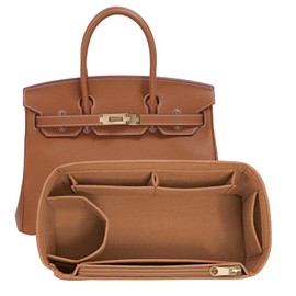 LOUKAYCCI Felt Purse Organizer insert for birkin 25 bag organizer Handbag Insert (EarthColor, BK25)