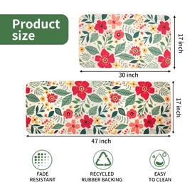 Pioneer Woman Floral Kitchen Rugs for Floor,2 Piece Pioneer Woman Kitchen Mats for Floor,Washable Pioneer Woman Kitchen Accessories Decor Mat,Non-Slip Kitchen Floor Mats for Bathroom Laundry Room
