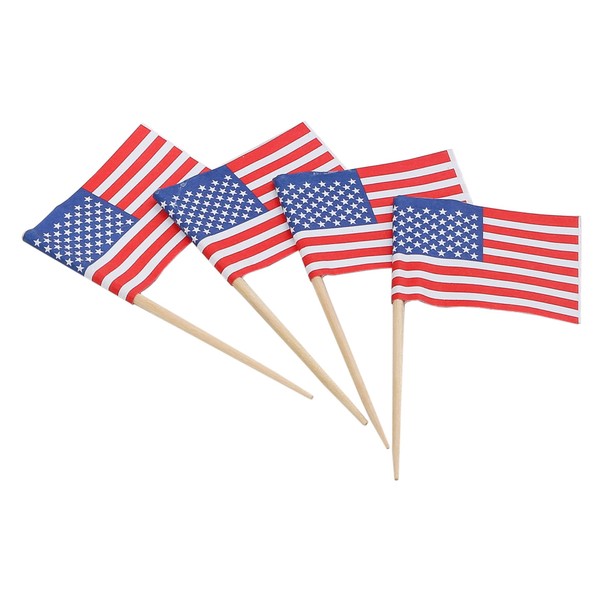 KingSeal American Flag Toothpicks, 2.5 Inch - 10 Packs of