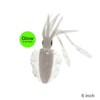 Fish WOW! 5pcs White Glow 6" Chase Squid Skirt Luminous