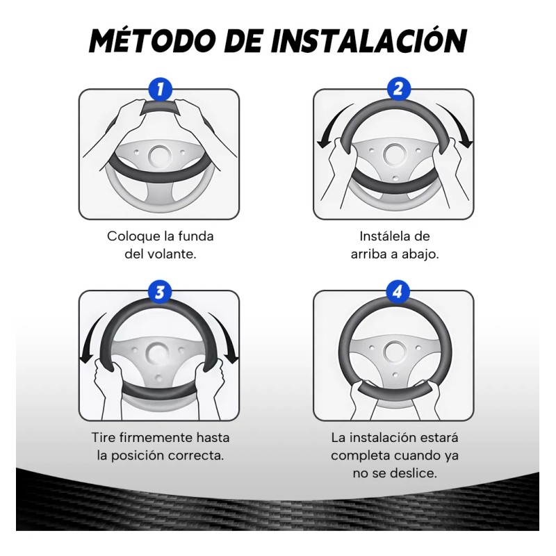 Funda Para Volante Fibra Carbono Cuero Vacuno Forma Redonda