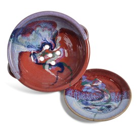 Larrabee Ceramics 2-Piece Berry Bowl Set, Mauve/Red