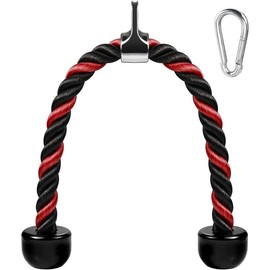 Deluxe Tricep Rope Pull Down Cable 27 & 36 Inch Rope Length Non-Slip Cable Attachment for Gym Workout Exercise Straps Fitness Equipment - Color: Green&Black-27''