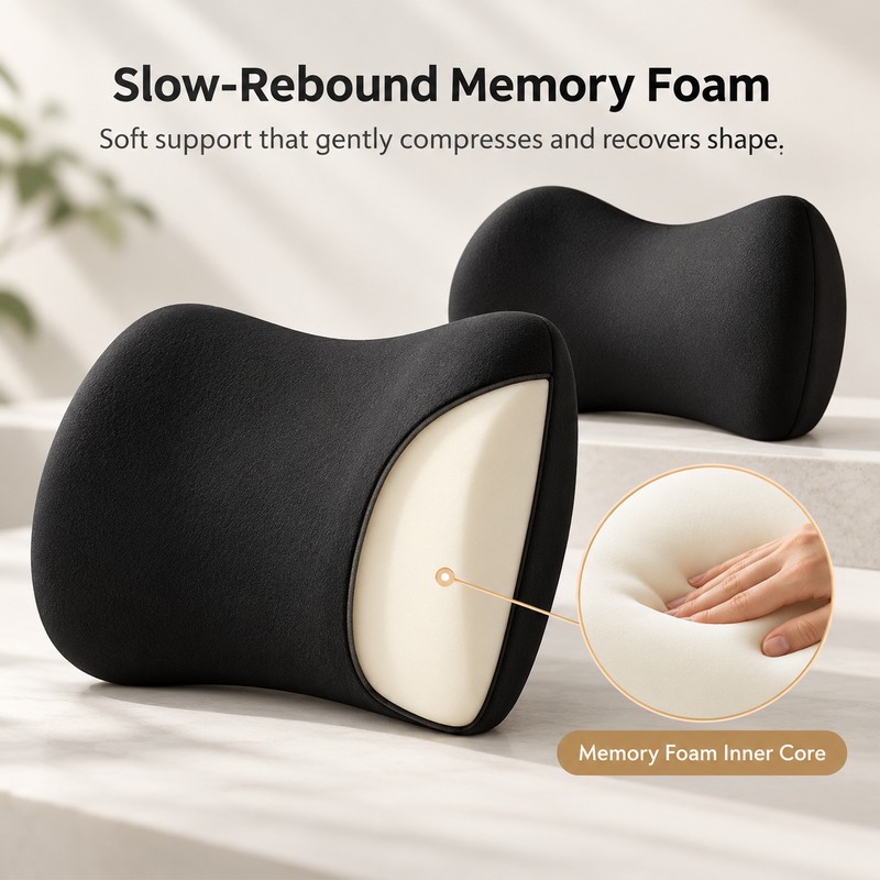 Car Memory Foam Neck & Lumbar Support Cushions for Driving