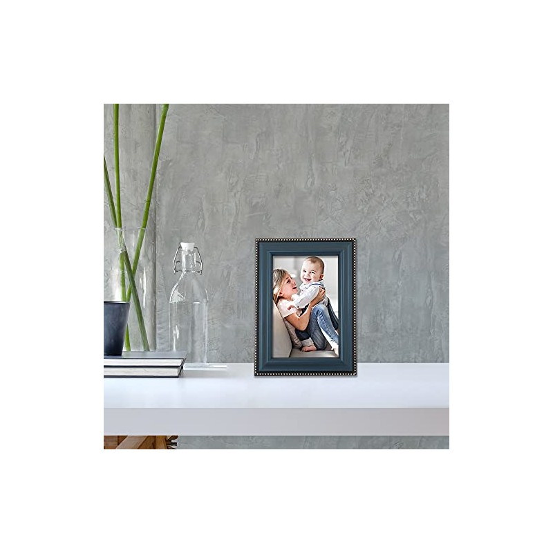 Lawrence Frames Blue Finish 4x6 Picture Frame - Gold Bead