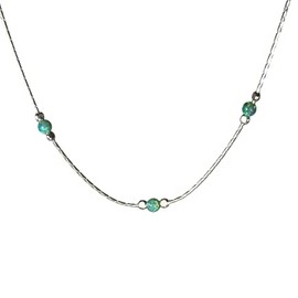 Sterling Silver 3mm Created Opal Beads Choker Necklace for Women Girls