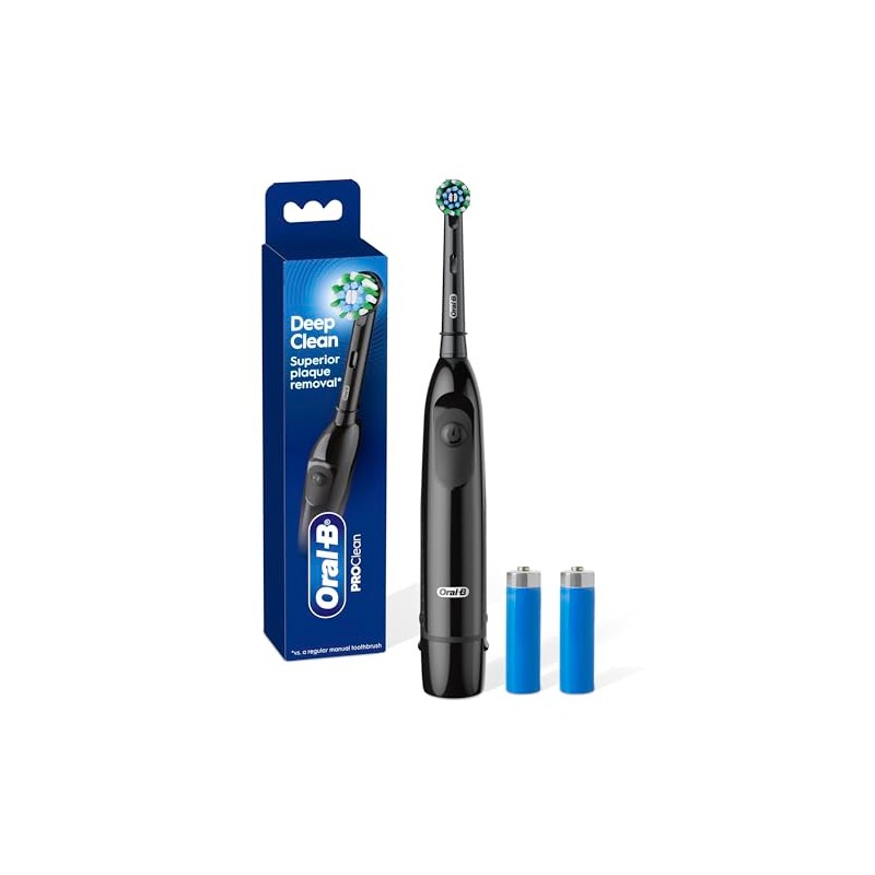 Oral-B Pro 100 CrossAction, Battery Powered Toothbrush, Black, 1 Count