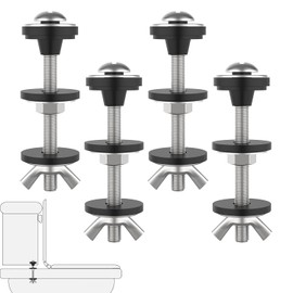 4PCS Toilet Tank to Bowl Bolts Kit Universal Fit Stainless Steel Bolts with Extra Long Nuts, Rubber Metal Washers for Easy Toilet Installation Durable Mounting (2.9 inch Length M6 Bolts)