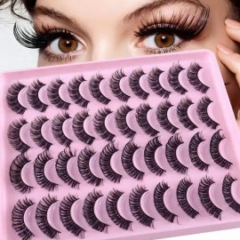 Pestañas Postizas Mixtas AS.mx, 20 Pares Naturales 3D de Faux Mink para un Volumen Suave