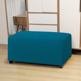 Easy-Going - Funda otomana elástica 100% doble impermeable, rectangular, plegable, protector de muebles, funda suave para sala de estar con parte inferior elástica (XL, azul pavo real)