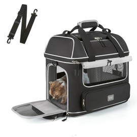 Expandable Cat Dog Carrier: NOBLE DUCK Soft-Sided Pet Carrier Airline Approved Large Small Medium Collapsible Portable Travel Up to 25 Lbs Black
