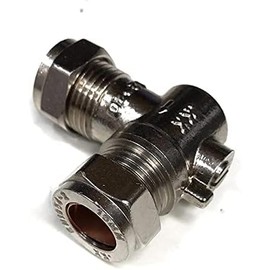 TC Chrome 15mm Angled Isolating Valve Compression 90 Degree Slotted Isolation Elbow Valve - Pack of 2