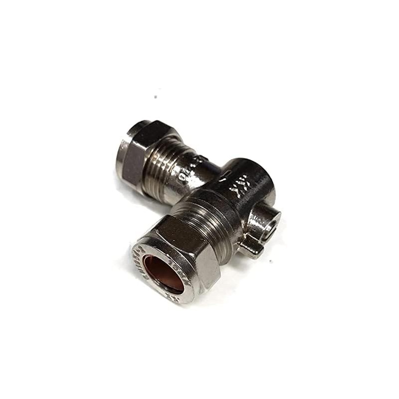 TC Chrome 15mm Angled Isolating Valve Compression 90 Degree Slotted