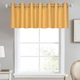 DECOVSUN Cenefa amarilla para cocina, opaca con aislamiento térmico de 100 x 18 pulgadas, cortinas cortas con ojales para dormitorio/sala de estar, 1 panel