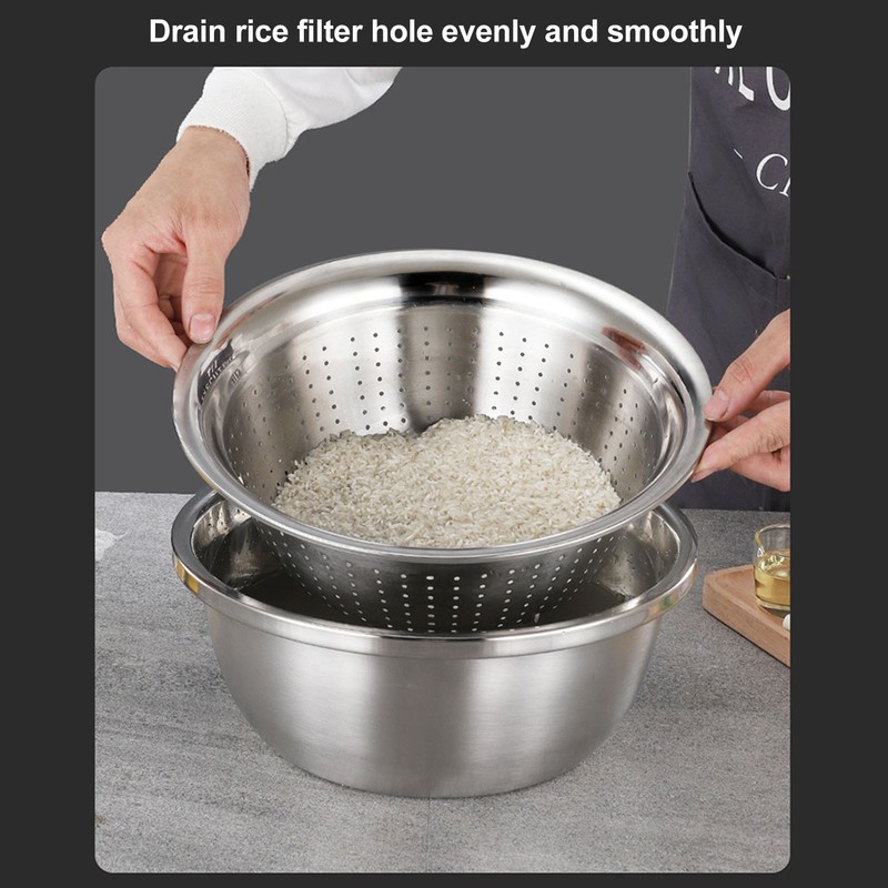 3pcs Stainless Steel Drain Basket Vegetable Cutter 3 in 1