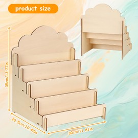 Wooden Display Stand, Wooden Display Stand, 11.8 inches (30 cm) Wide, 4 Tiers, Display Stand, Step-Like Design, For Sale of Stationary Displays, Assembly Type, Wooden Display, Display Shelf,