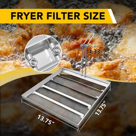 Commercial 13.75 x 13.75 inch stainless steel fryer filter -550 micron mesh can replace Frymate TK45 fryer - compatible with Avantco and Pitco fryers - extends the life of cooking oil by 40%