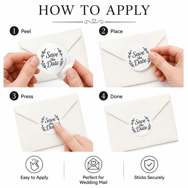 Save The Date Envelope Seal Stickers: 120 Wedding Labels