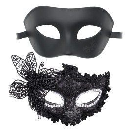 Antifaz Fiesta Másca Halloween Pareja Carnaval Cosplay Negra