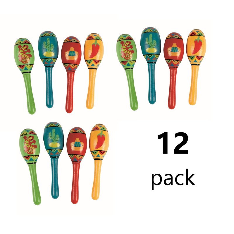 Fun Express 12 Pieces- Wooden Fiesta Maracas- Educational and Learning