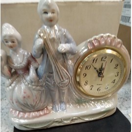 Unbranded VINTAGE Victorian Couple Ceramic Shinfuku Quartz Clock Works Desk Tabletop(10A