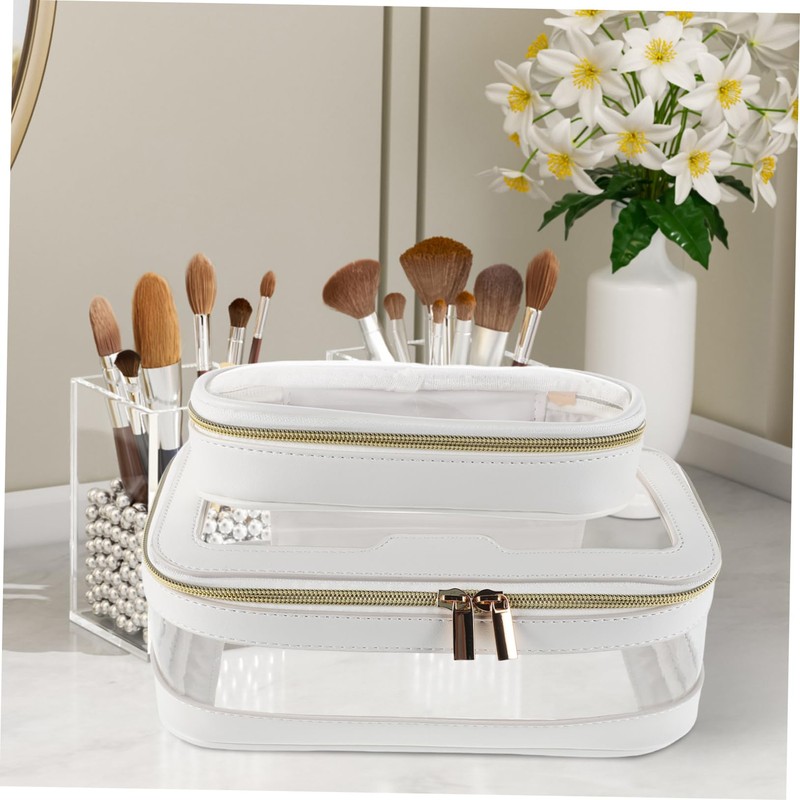 WOONEKY 1 Set Clear Travel Makeup Bag Cosmetic Organizer with