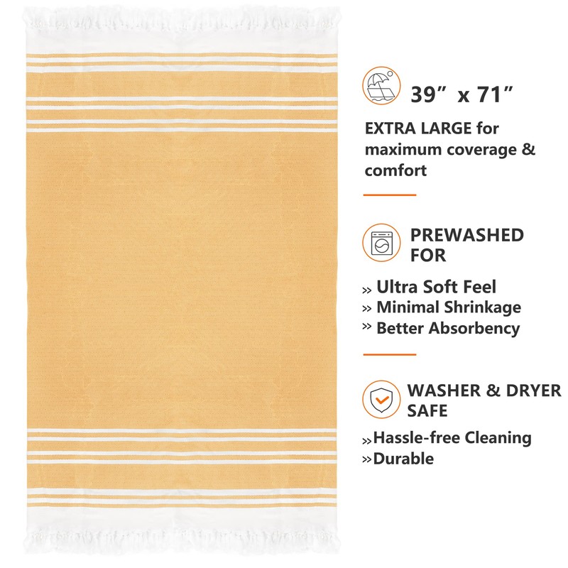 LINENOVA 100% Cotton Turkish Beach Towel 180x100cm, Sand Free Quick