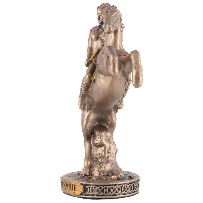 Veronese Miniature Figurine Germanic Valkyrie on Horse, Hand-Painted Bronze