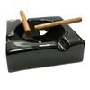 8" HankStar Large Black Ceramic Cigar Ashtray for Patio/Outdoor Use