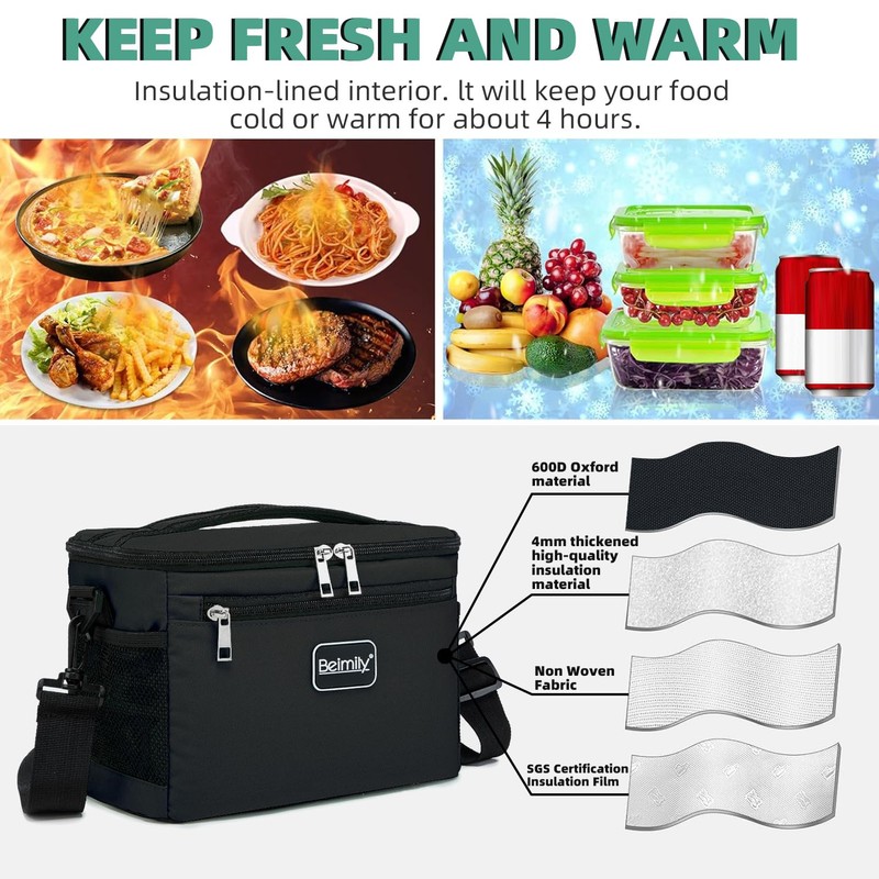 BEIMILY Lunch Box for Men/Women, Small Insulated Lunch Bag, Leak-Proof