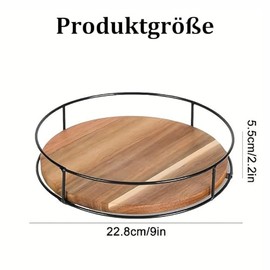Foonary 9 Inch Wooden Turntable Organiser, 360 Rotating Round Spice Organiser Lazy Susan Made of Wood for Kitchen, Chest of Drawers, Cupboard, Worktop, Living Area, Storage Room, Table Top and Dining