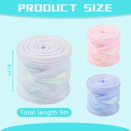 3 Rolls Chiffon Ribbon - Iridescent Organza Ribbon - Gift Ribbon - Shimmering and Transparent, Decorative Ribbon for Wedding Bouquet, Bows, Wreaths, Wedding Decoration