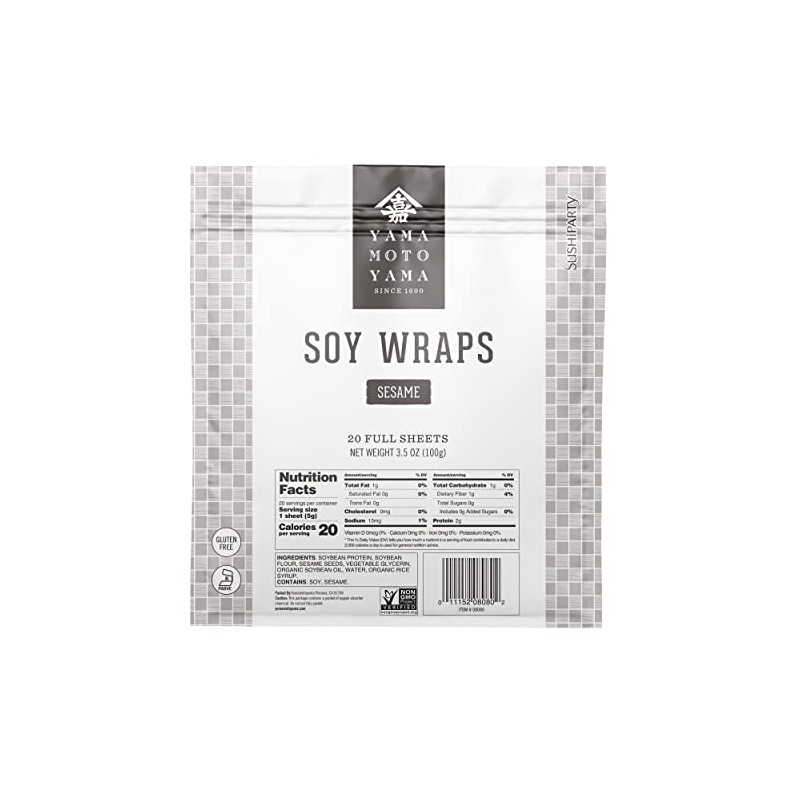 Yamamotoyama Sushi Party Soy Wrapper, Sesame, 20 Count, 3.5 Ounce