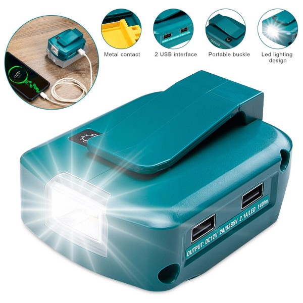 Unbranded 2USB Power Source Battery Adapter For Makita 14.4V-18V Li-ion