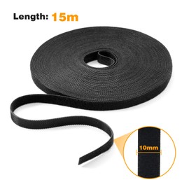 Redamancy 15 M Cable Straps, Black Cable Ties, 10mm Wide Reusable Cable Straps, Securing Strap for Cable Tidy, Wire Management, Cord Organise, for Home, Garden, Office and DIY